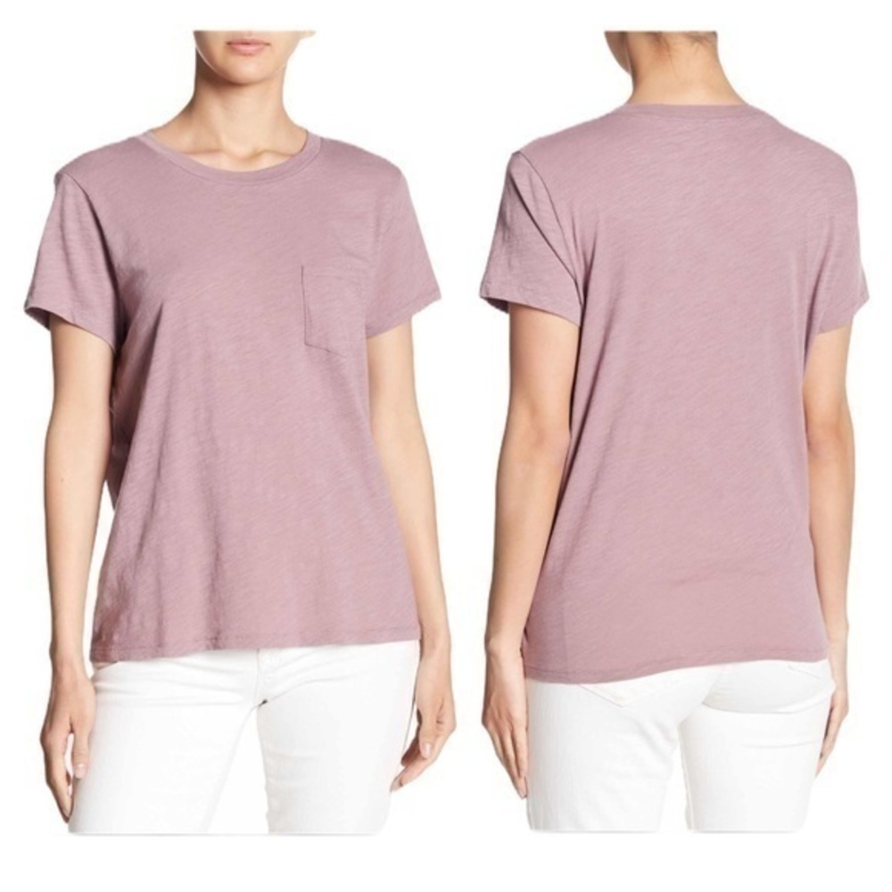 NWT Madewell Crew Neck Pocket T-shirt Everyday Casual Pink Purple Cotton